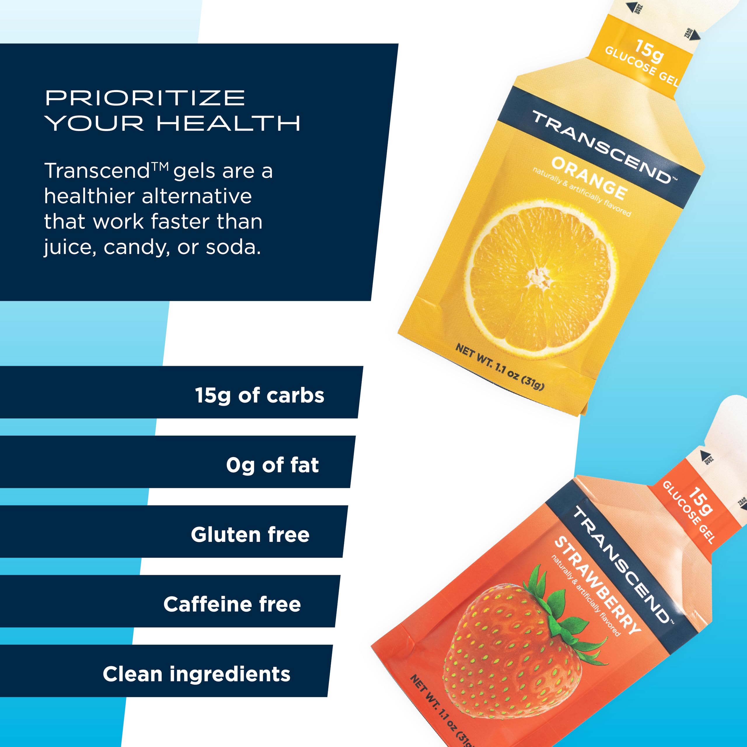 Transcend Gels fraise-orange pour usage avant l’effort.