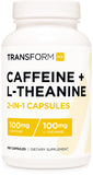 TransformHQ Caféine et L-Theanine : bouteille ouverte pour énergie durable.