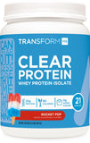 TransformHQ Clear Whey Isolate Rocket Pop verres et mélange pour un shake frais.