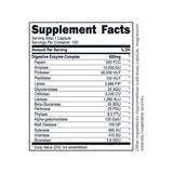 Etiquette TransformHQ Digestive Enzymes indiquant les 16 enzymes.