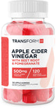TransformHQ gommes au vinaigre de cidre dans une bouteille, pratique pour une routine quotidienne.
