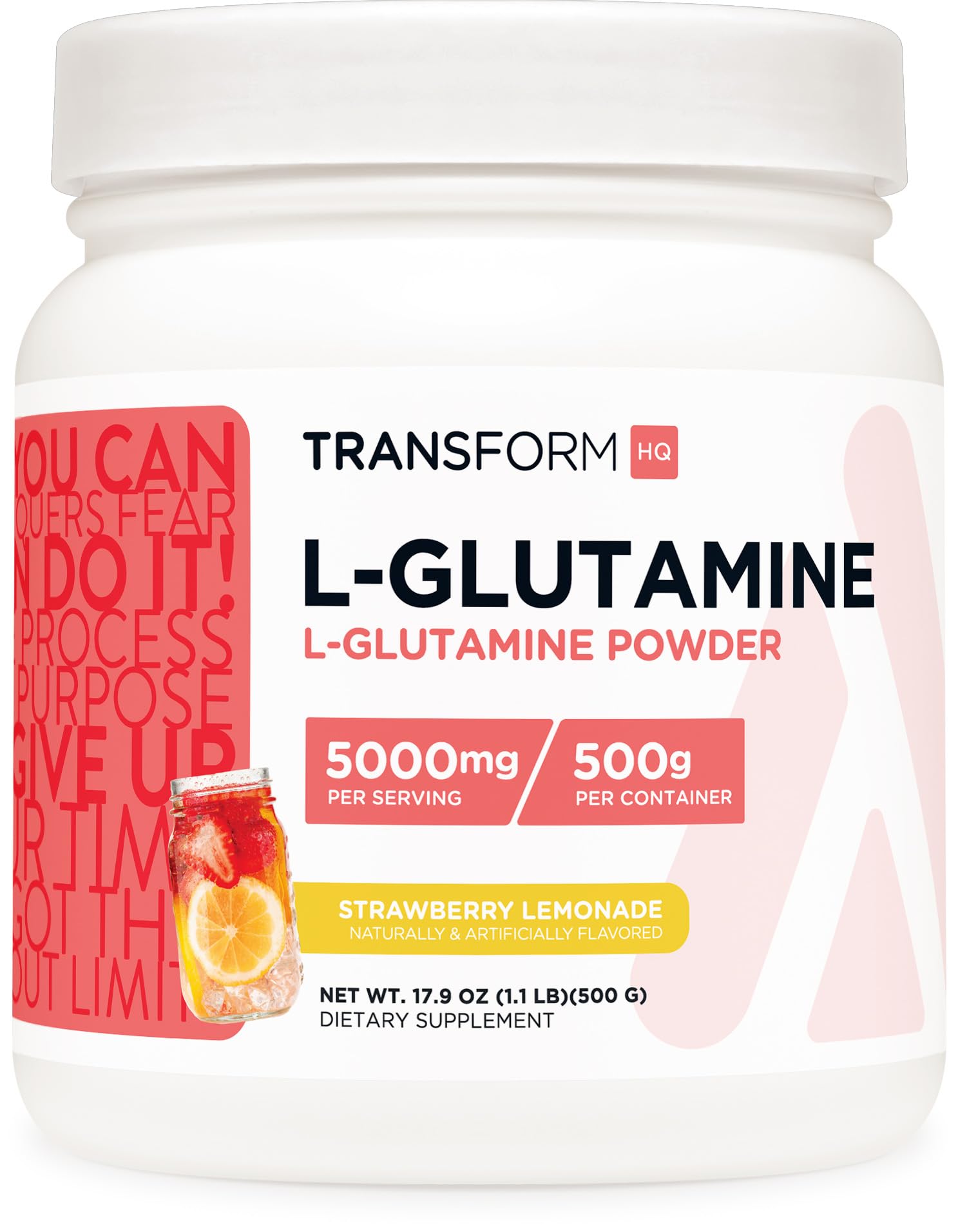 TransformHQ L-Glutamine poudre Fraise-Citron prête à mélanger, pour une routine sportive agréable