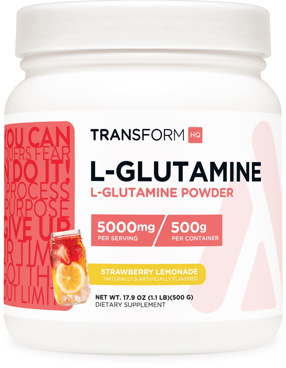 TransformHQ L-Glutamine poudre Fraise-Citron prête à mélanger, pour une routine sportive agréable