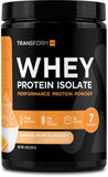 TransformHQ Protéine isolat Orange Whip, bouteille pratique pour collations protéinées quotidiennes.