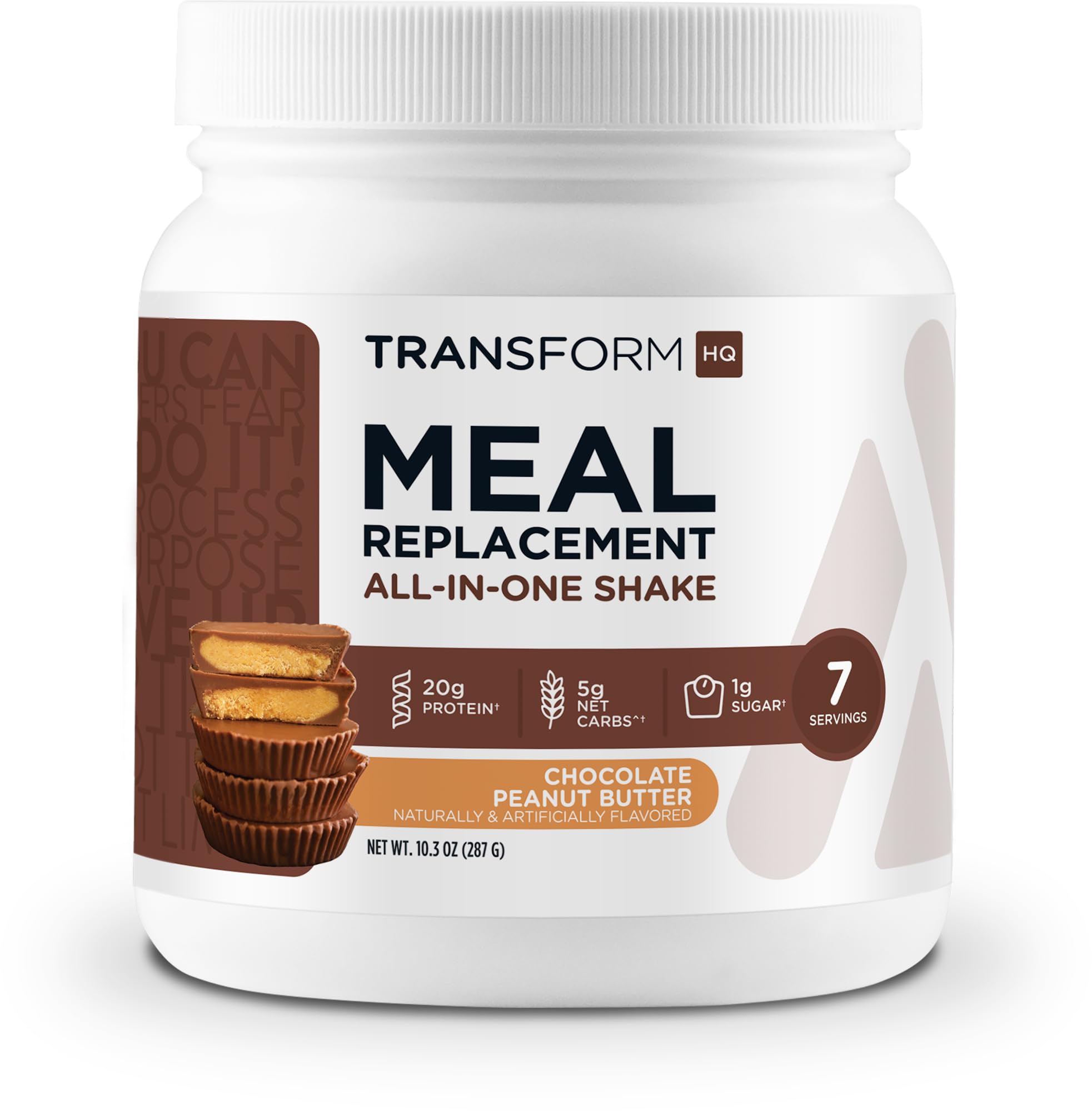TransformHQ Shake Repas en poudre, sept portions pratiques et faciles à doser.