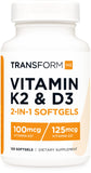 TransformHQ Vitamine K2 + D3 – bouteille visible, prise quotidienne facilitée