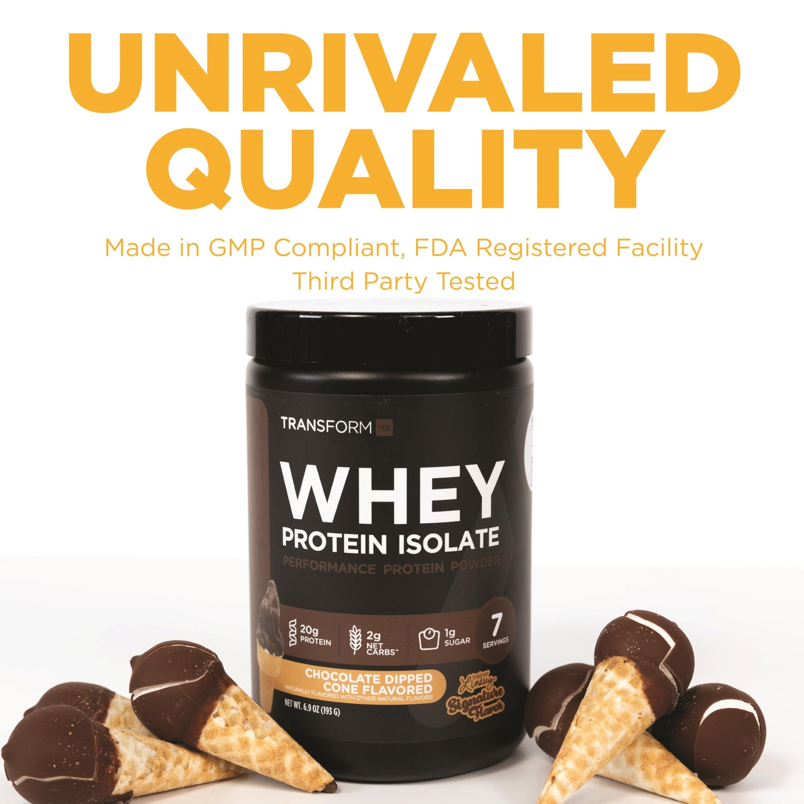 TransformHQ Whey Protein Isolate chocolat boisson protéinée pratique et savoureuse.