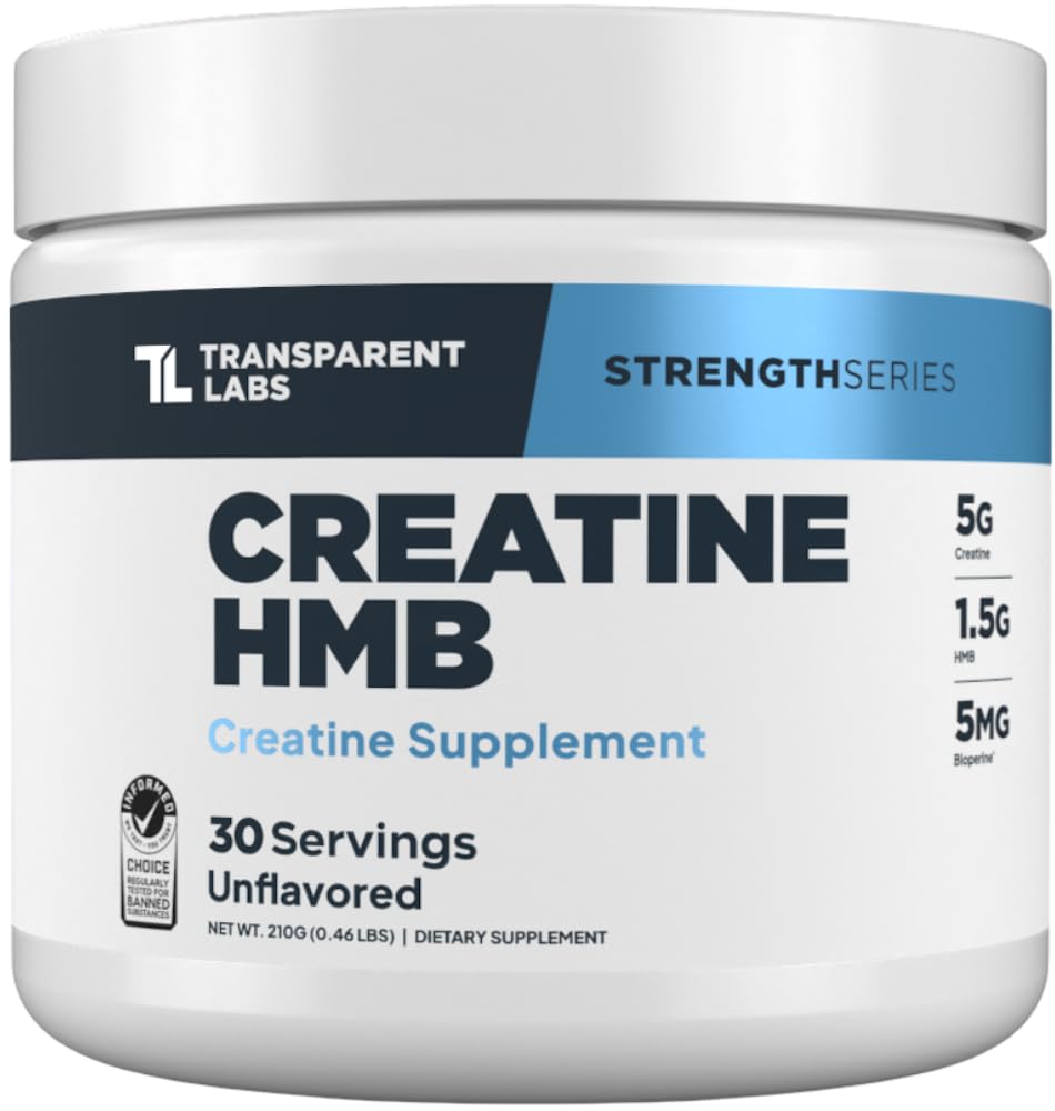 Transparent Labs Creatine HMB, poudre incolore: soutien potentiel à la masse maigre.