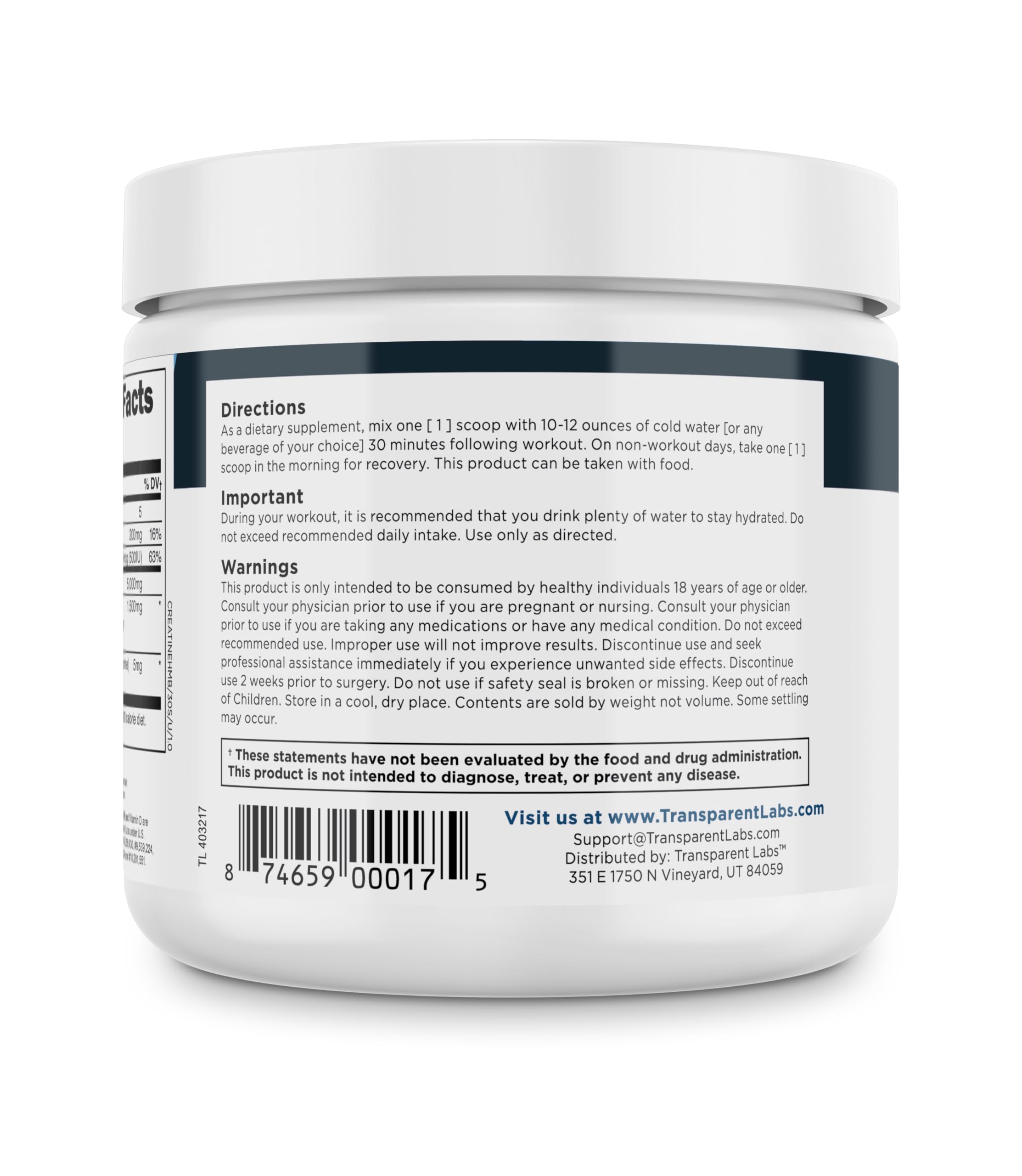 Transparent Labs Creatine HMB, qualité certifiée: fabriqué dans des installations conformees.