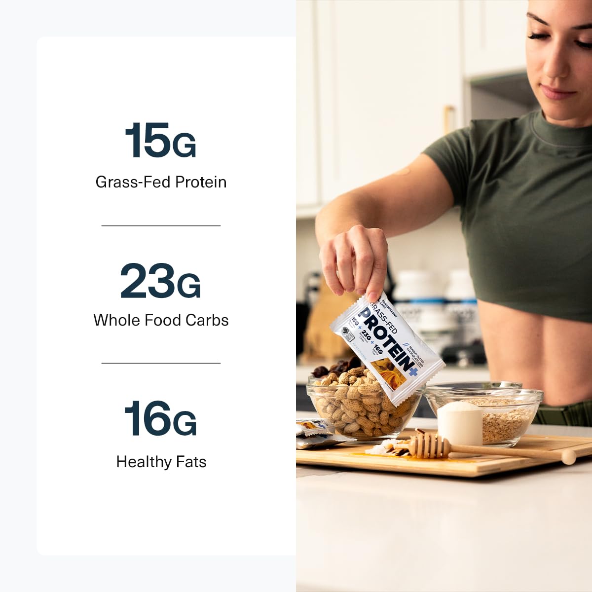 Encas quotidien pratique Protein+ Transparent Labs pour collation rapide.