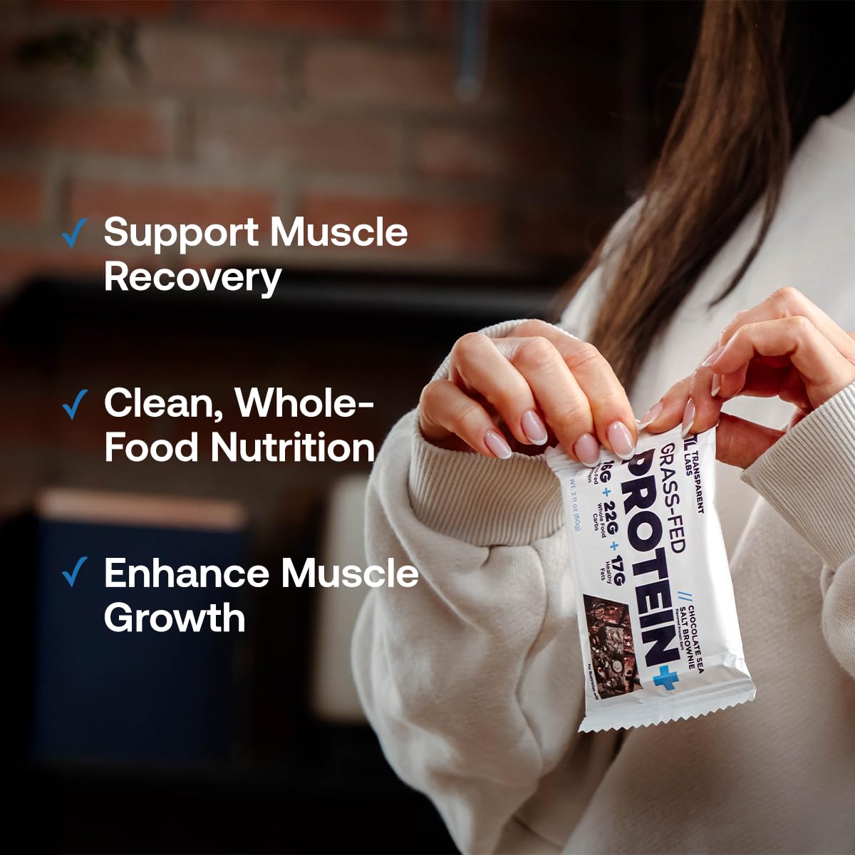 Sans édulcorants artificiels Protein+ Transparent Labs, ingrédients plus propres.