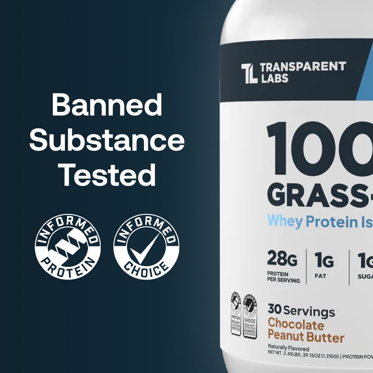 Dose protéinée 28 g par portion, pratique et précise avec Transparent Labs.