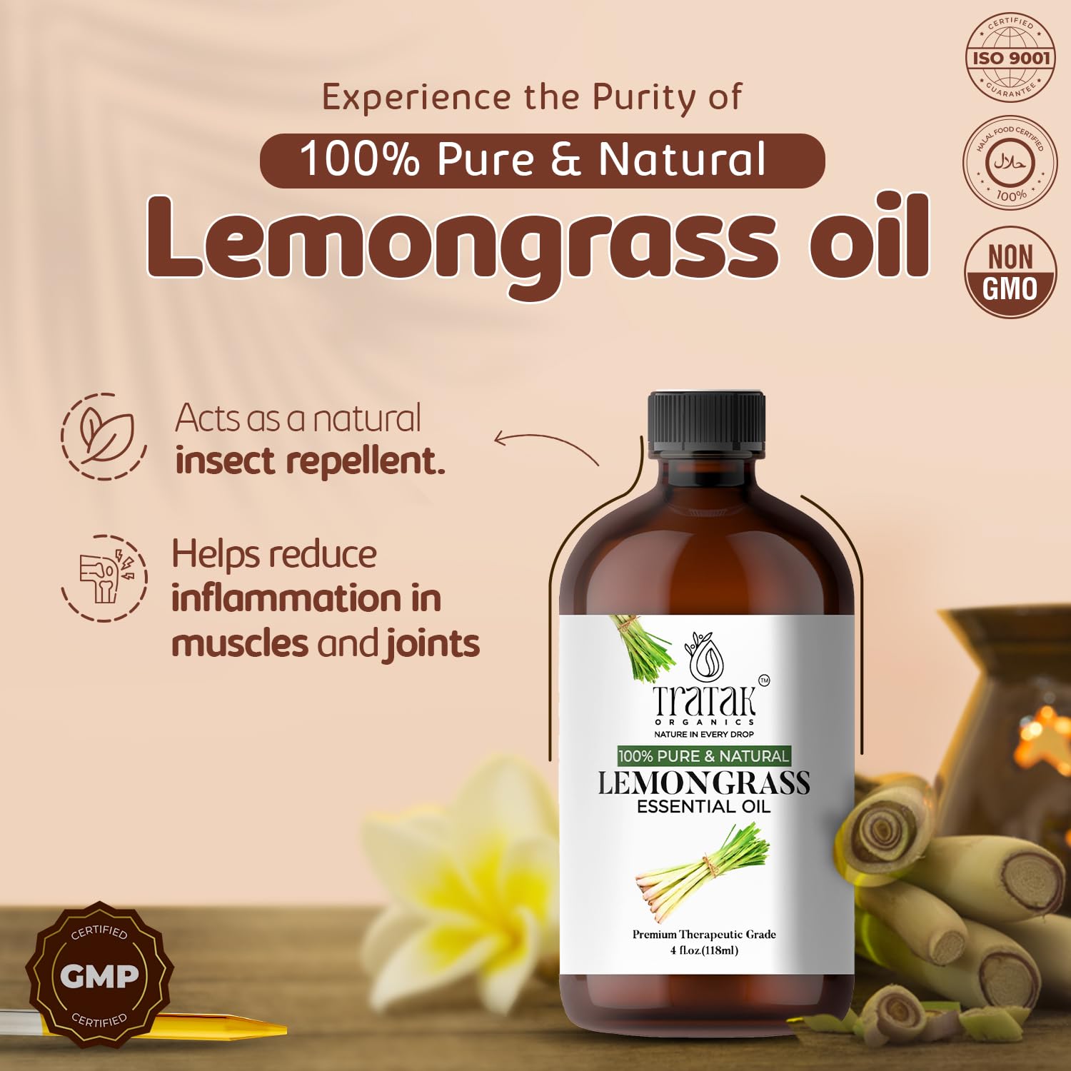 Bain relaxant parfumé à la citronnelle avec TRATAK Organics.