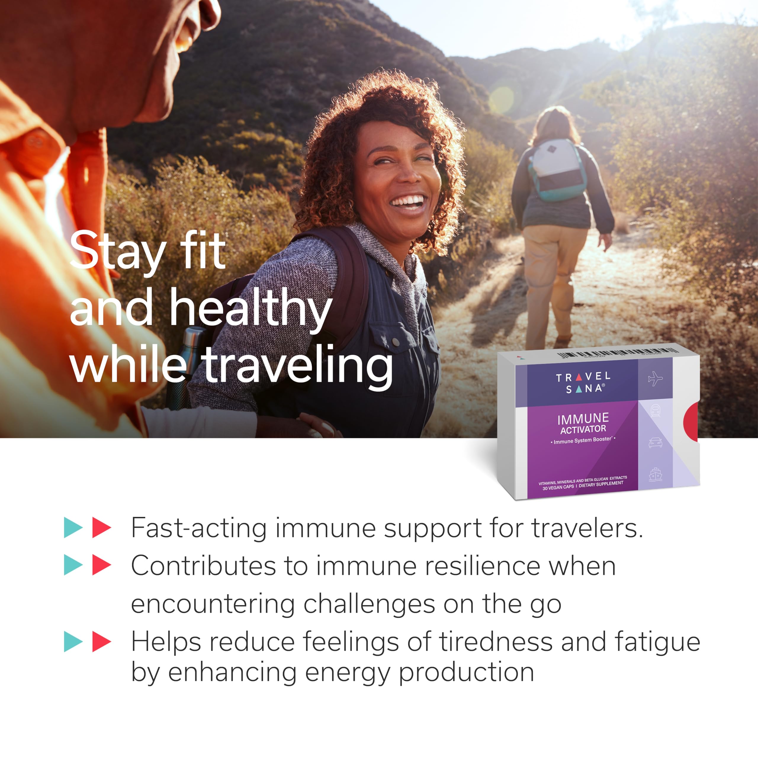 TRAVELSANA Immune Activator : capsule vegan facile à prendre en voyage.