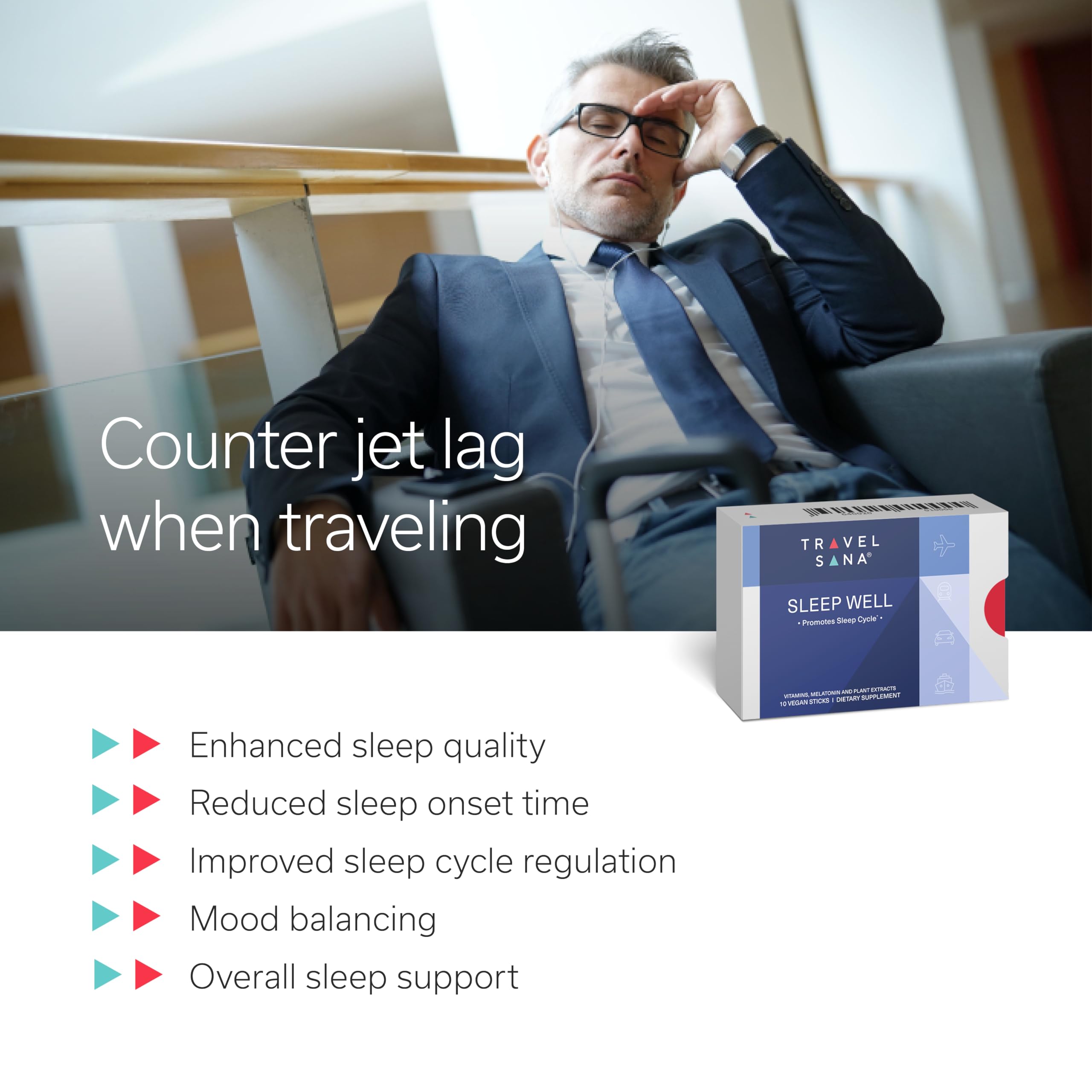 TRAVELSANA Sommeil Bien - mélatonine 1 mg pour le cycle jour-nuit