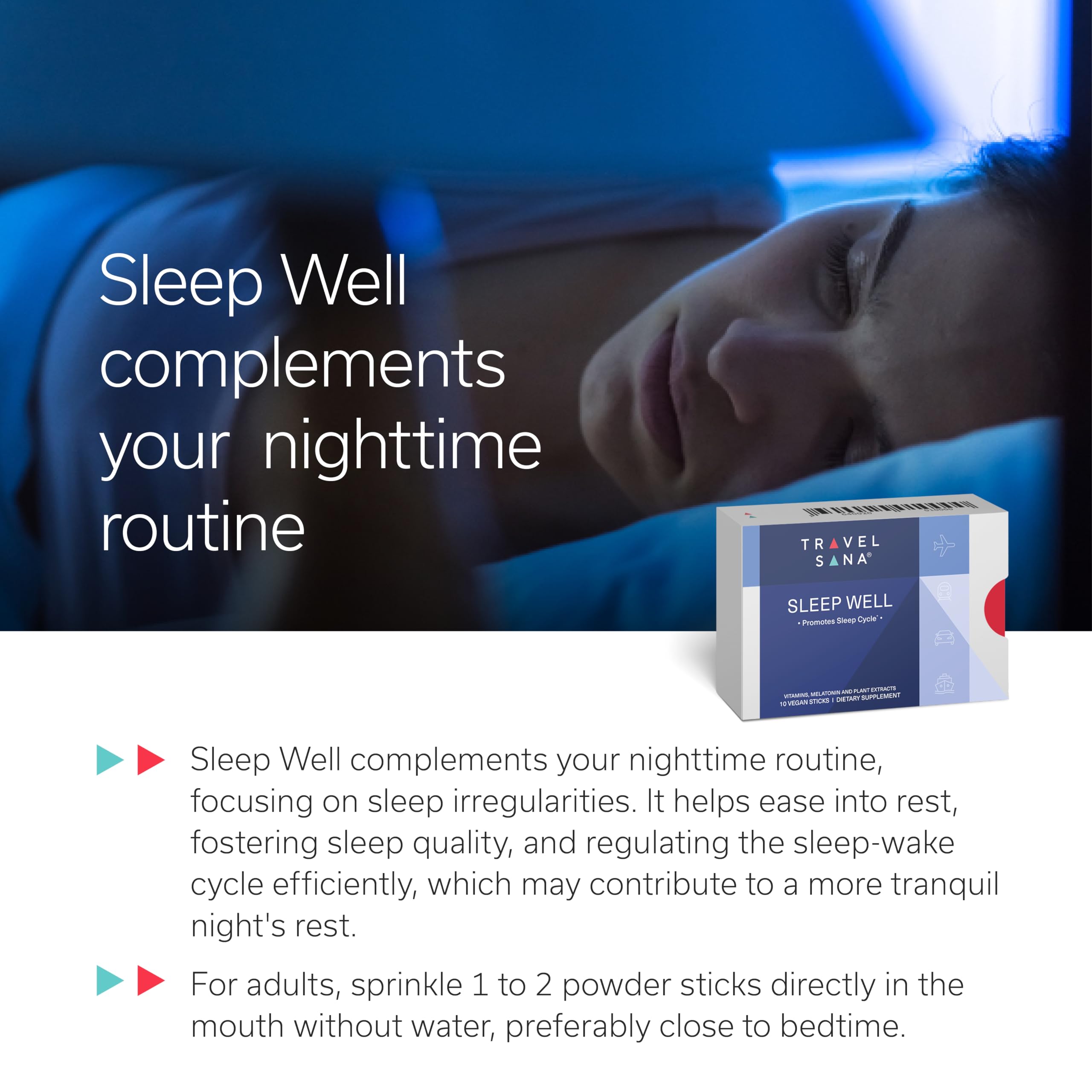 TRAVELSANA Sommeil Bien - vitamines B6 et B12 favorisent énergie et bien-être