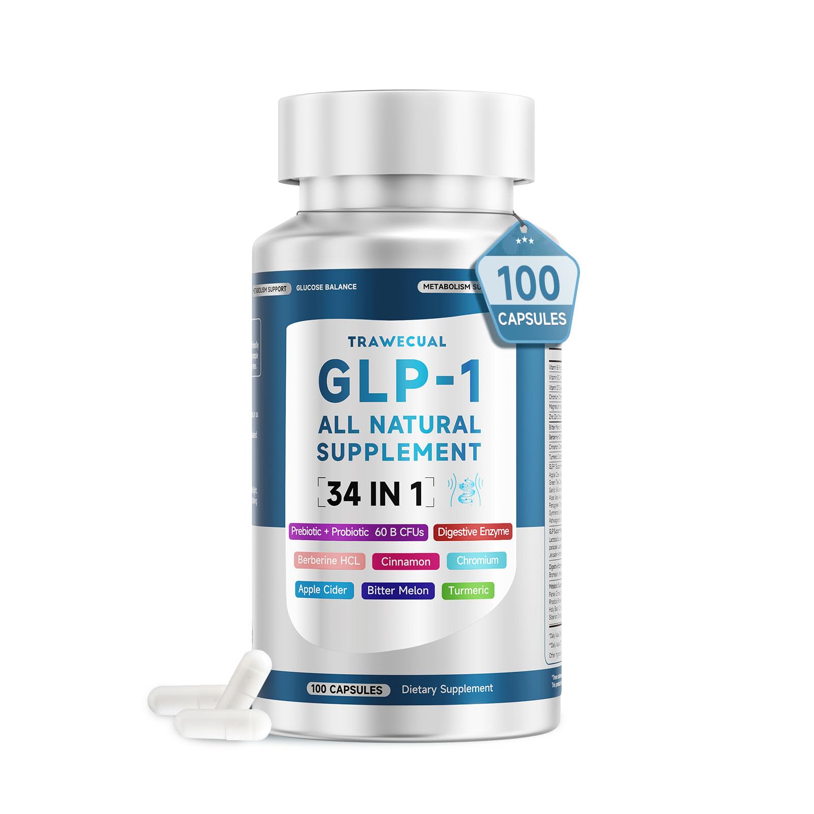 Trawecual GLP-1: bouteille de compléments pour un confort digestif potentiel au quotidien.