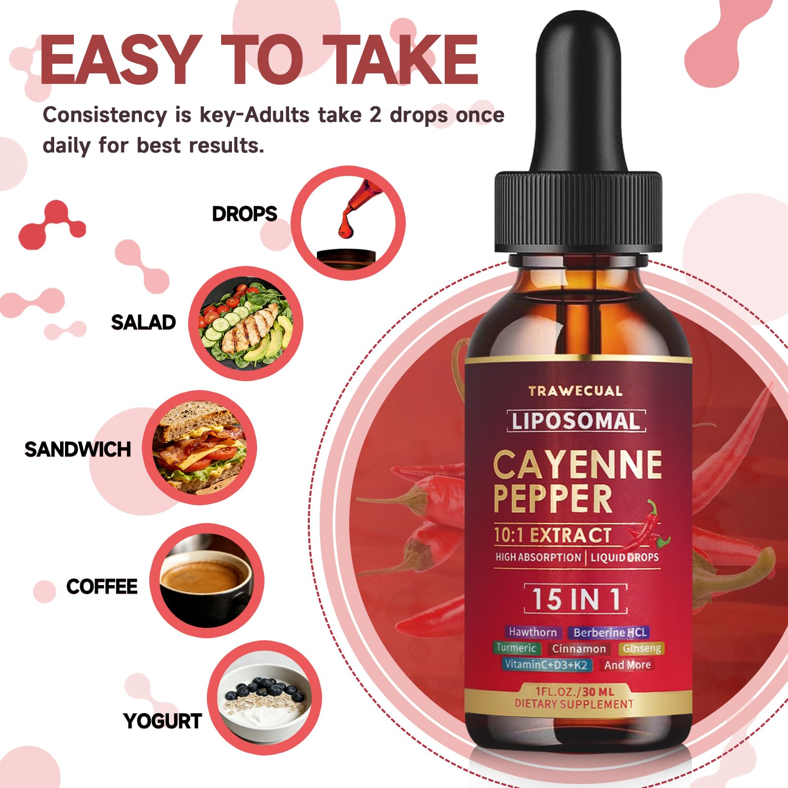 Trawecual Liposomal Cayenne, absorption améliorée, énergie durable