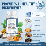 Trawecual Zinc L-Carnosine: capsules vegan en gros plan pour l'usage quotidien.