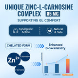 Trawecual Zinc L-Carnosine, complexe 11-en-1: ingrédients clés pour le confort intestinal.