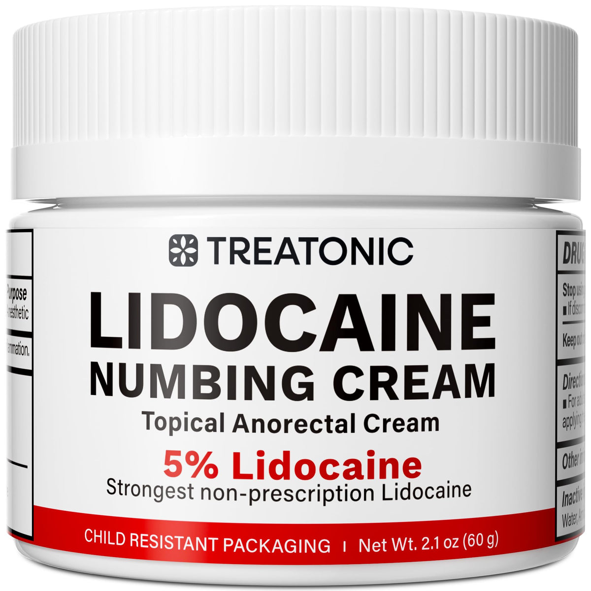 Crème Treatonic 5% lidocaine en étui sécurisé, relief rapide et sûr.