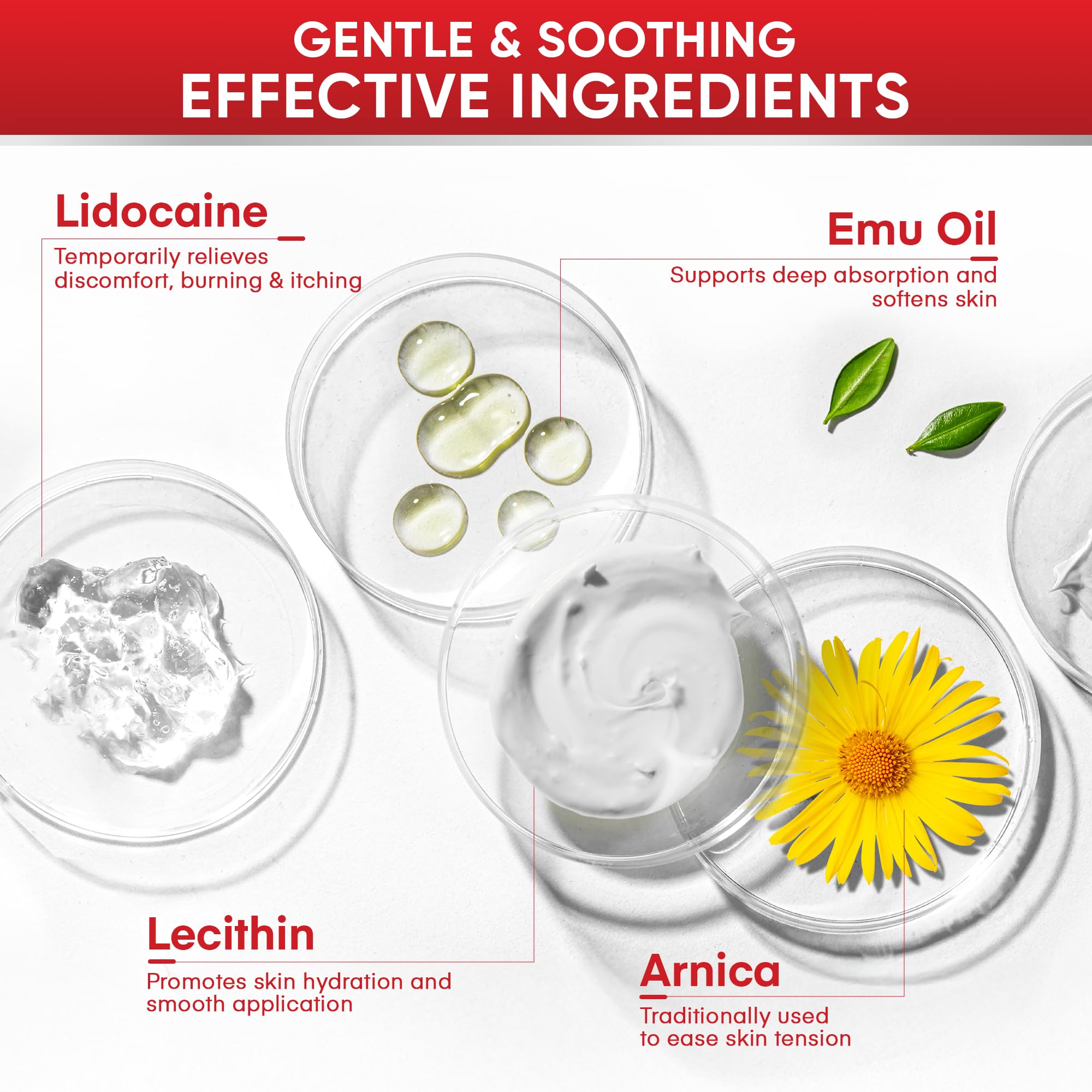 Actifs Treatonic: vitamine E et huile d'emeu pour hydrater et apaiser.