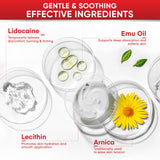 Actifs Treatonic: vitamine E et huile d'emeu pour hydrater et apaiser.