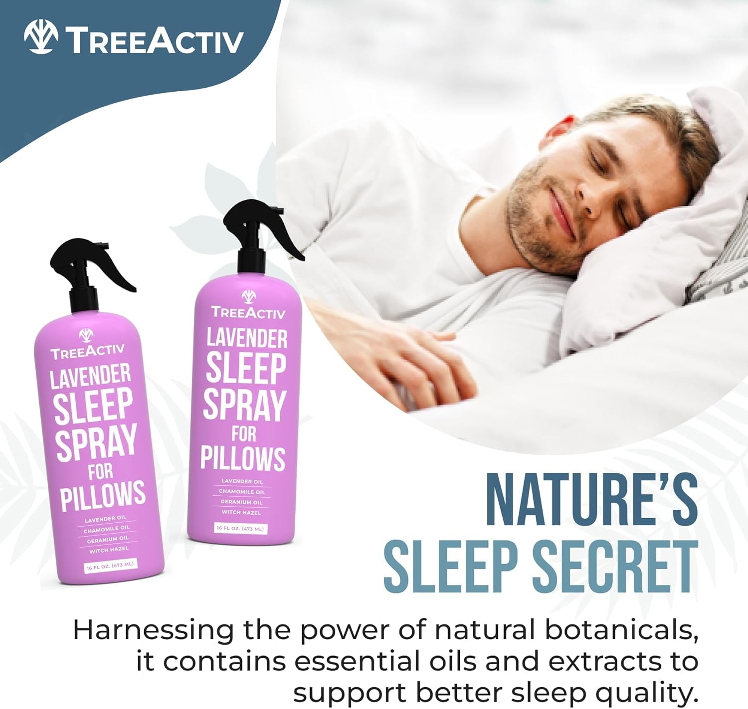 Brume douce pour chambre TreeActiv, parfume l'air avec lavande et camomille.