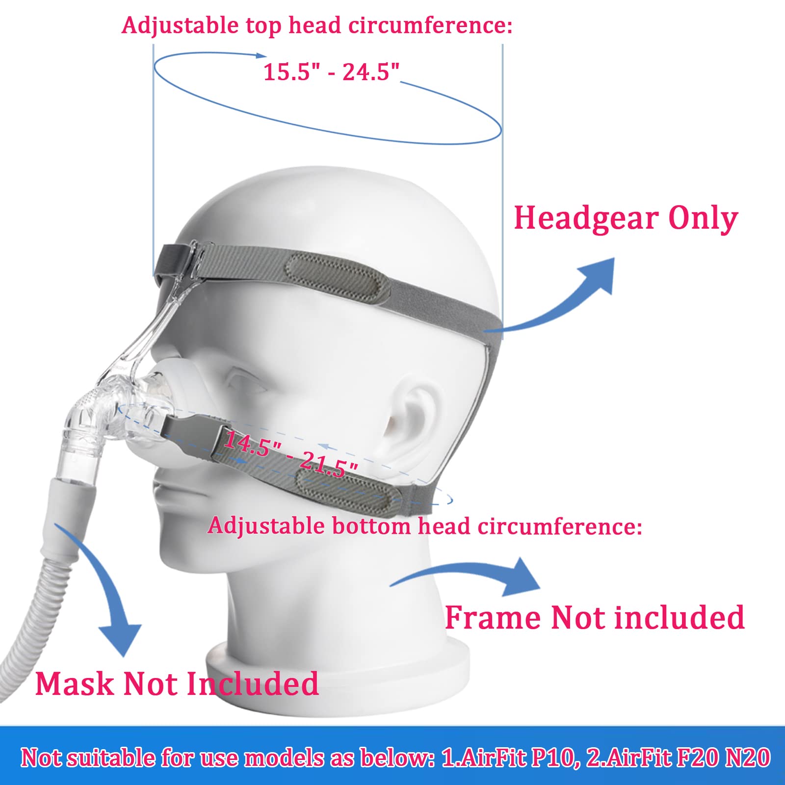 Trejacur sangle universelle pour Philips Respironics, connexion 4 points et ajustement confortable.