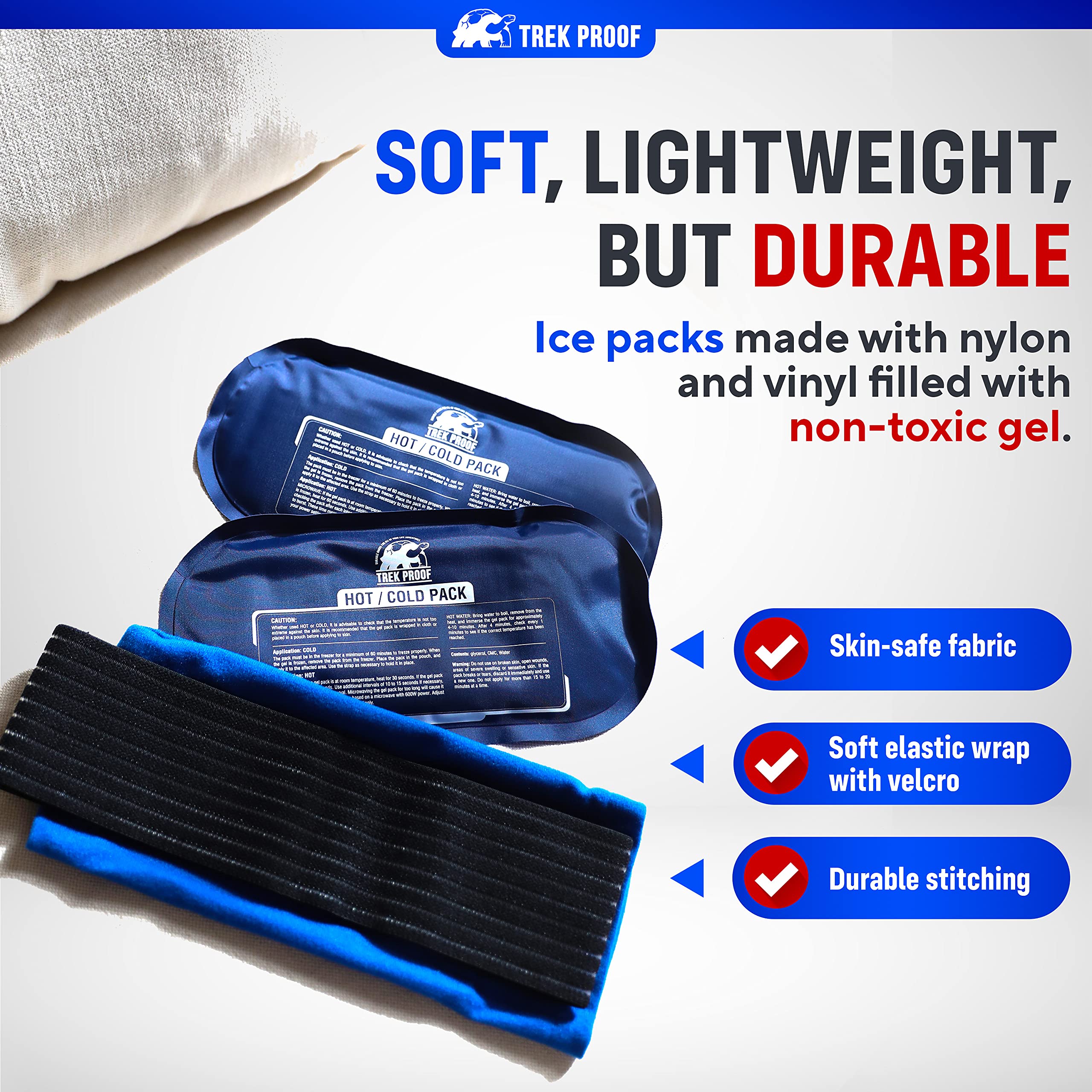 TrekProof glace genou grande couverture pour articulation et confort.