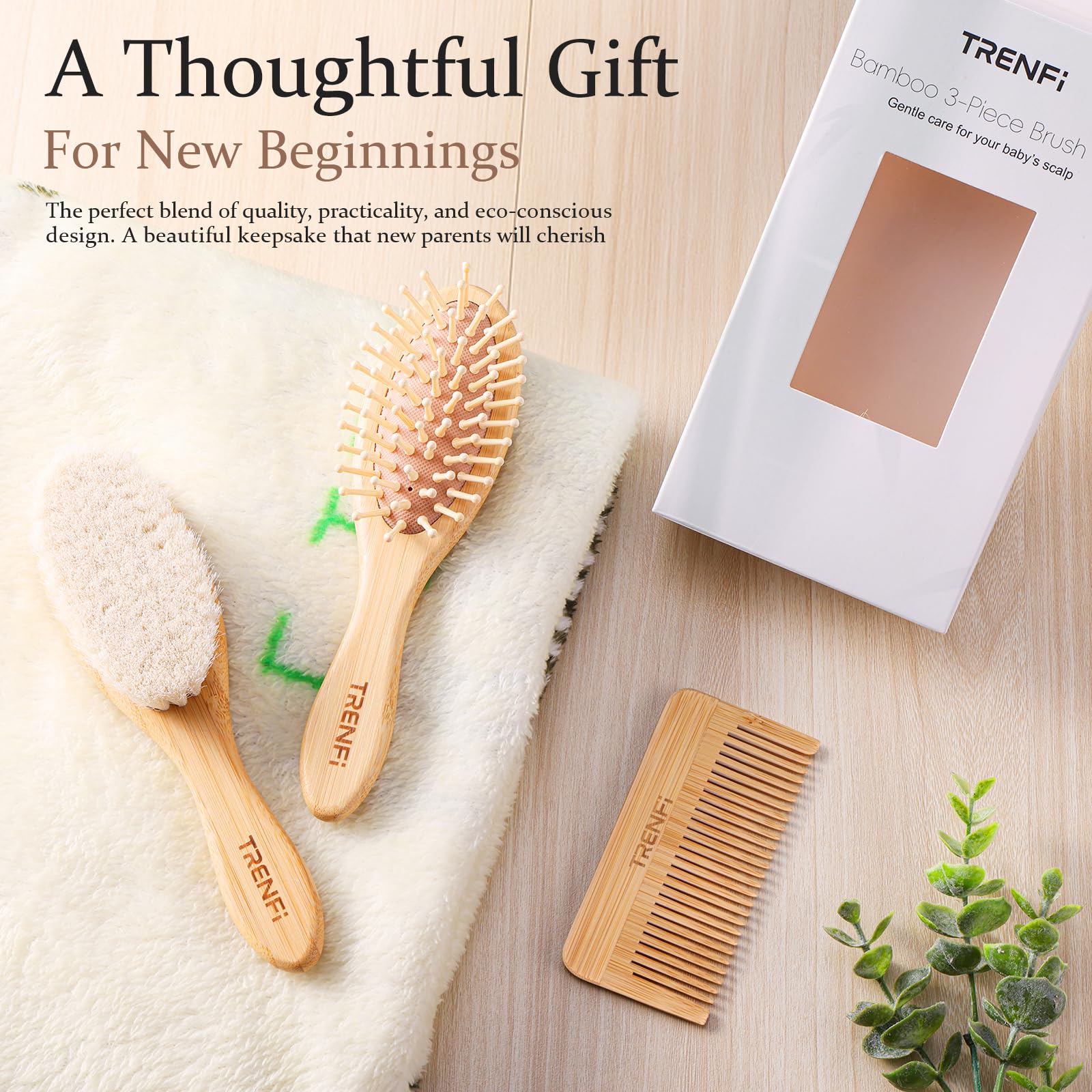 Brosse massage en bois TRENFI stimule le cuir chevelu en douceur.