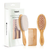 Brosse TRENFI en bambou pour bébé, ensemble 3 pièces, douceur naturelle.