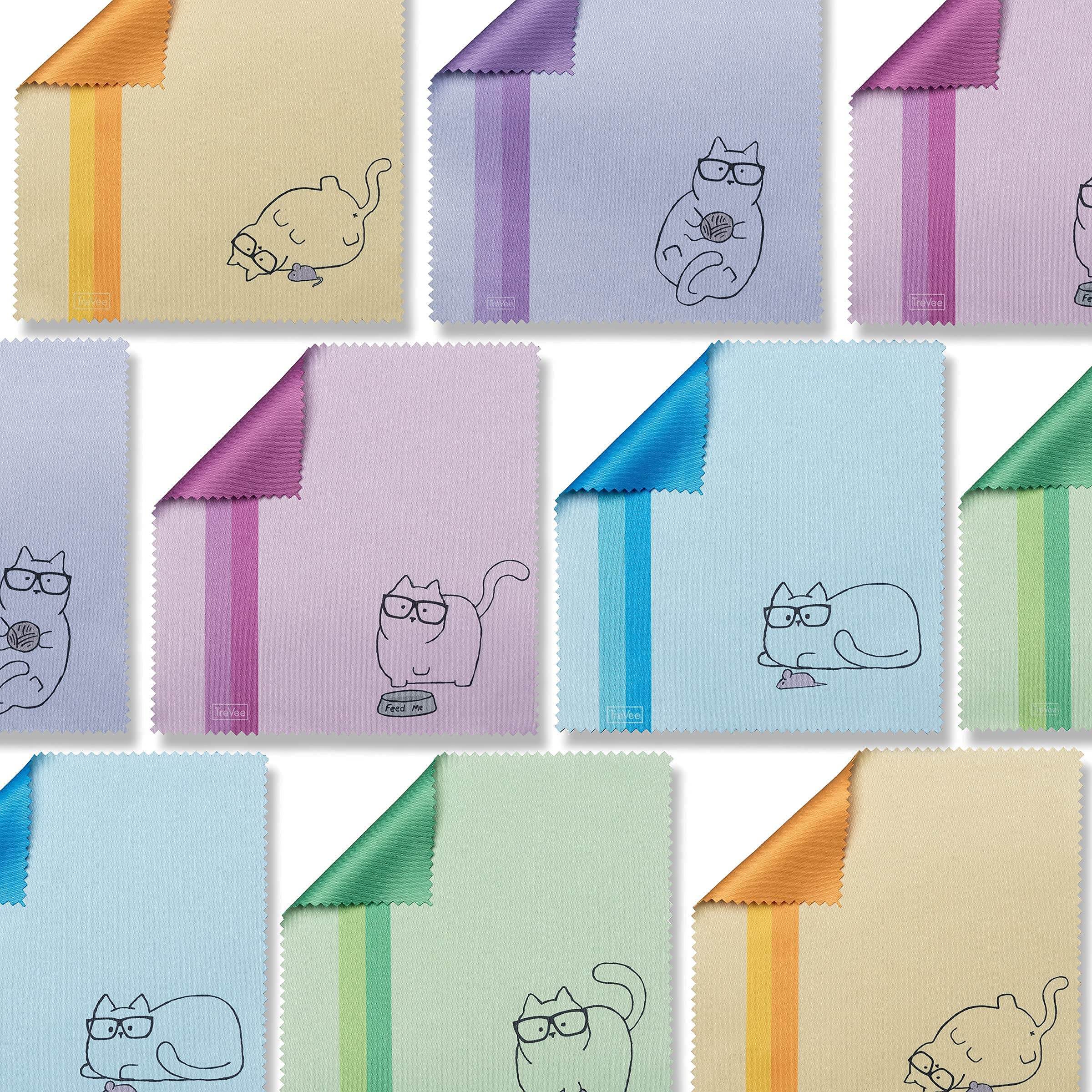 Lot TreVee 10 lingettes microfibre multicolores, nettoyages rapides pour lunettes et écrans.