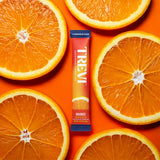 TREVI Électrolytes sans sucre–sachets orange, détail et composition.