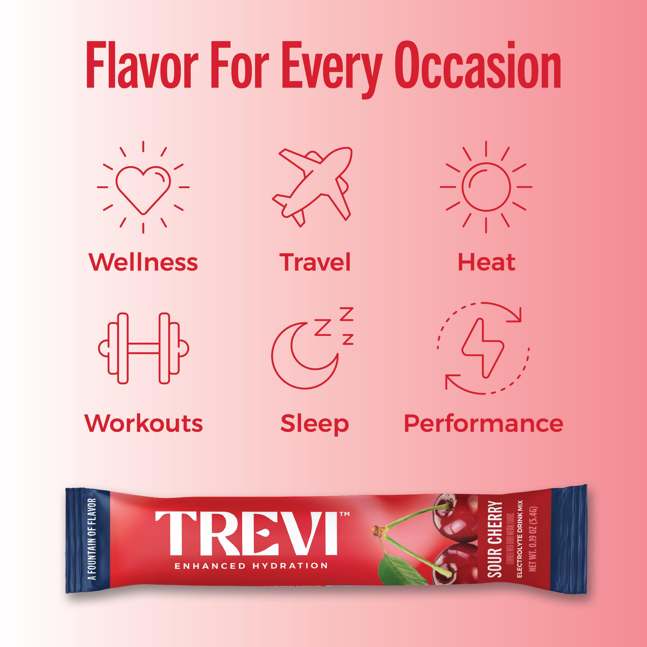 TREVI sachets cerise sans sucre, parfait pour sport et travail