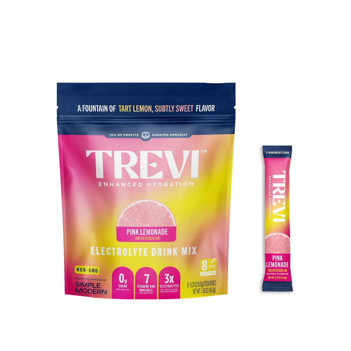  TREVI sachets électrolytes poudre limonade rose, hydratation sans sucre