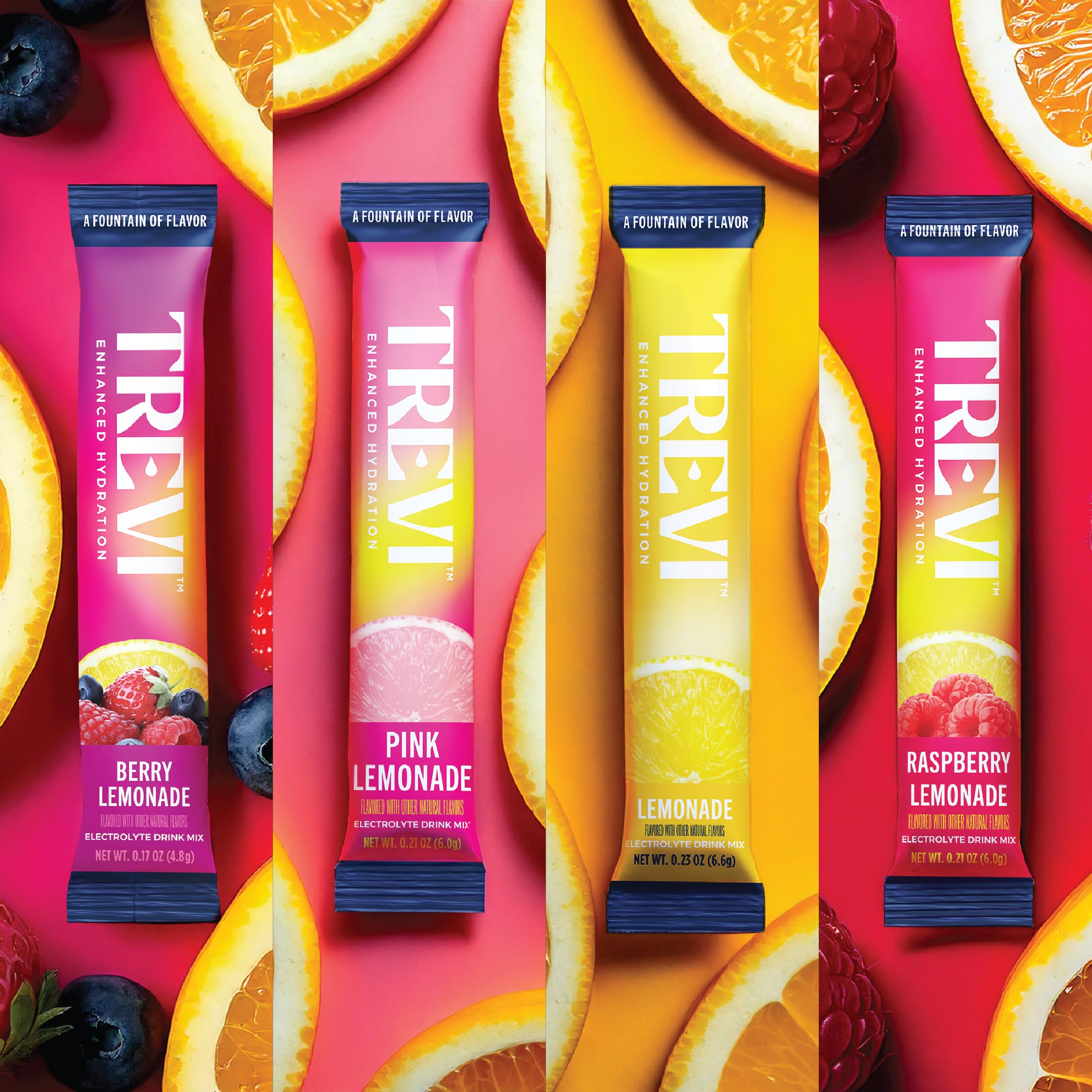 TREVI Électrolytes sans sucre – sachet Limonade Rose, goût rafraîchissant
