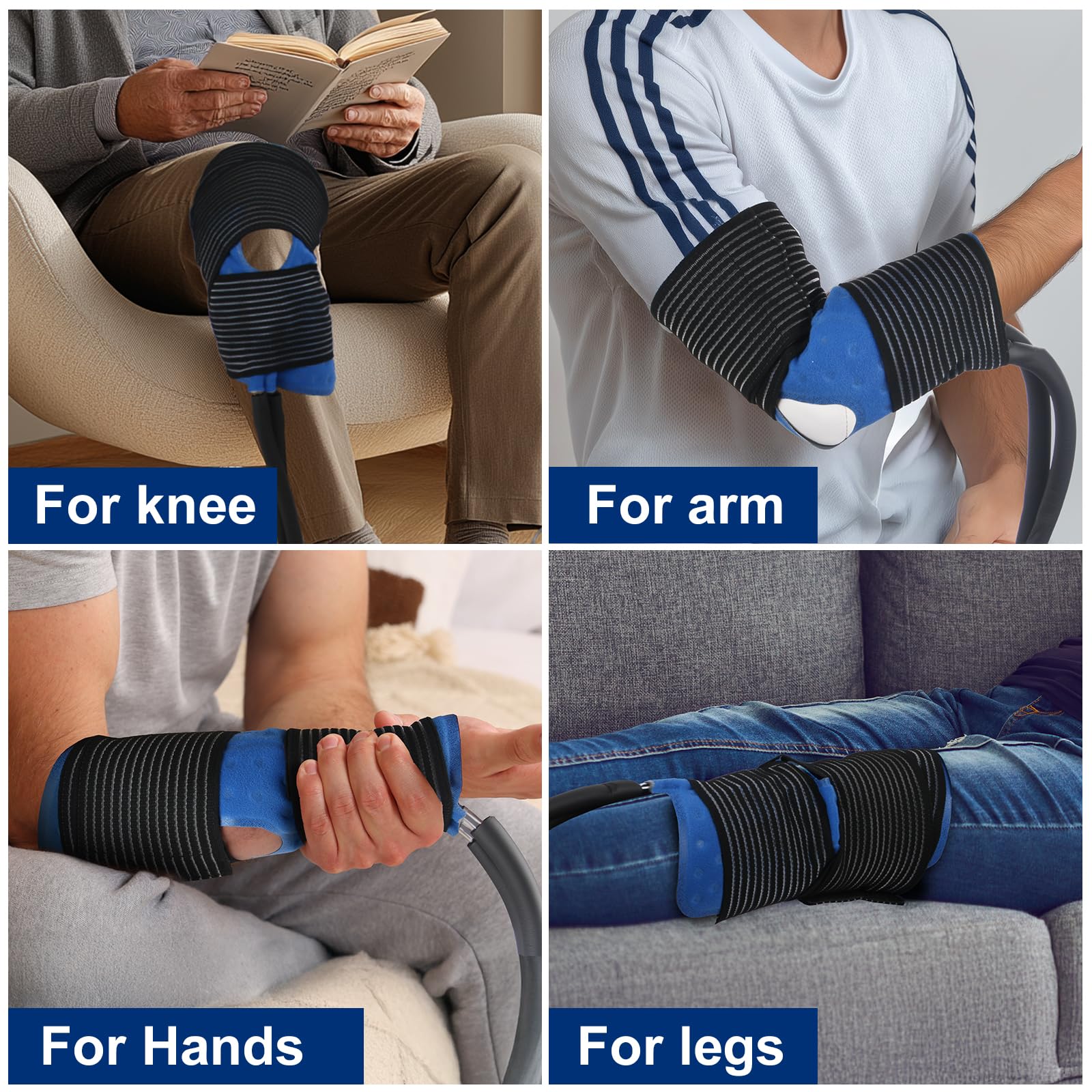 Pads glace articulés pour genou et articulations adjacentes