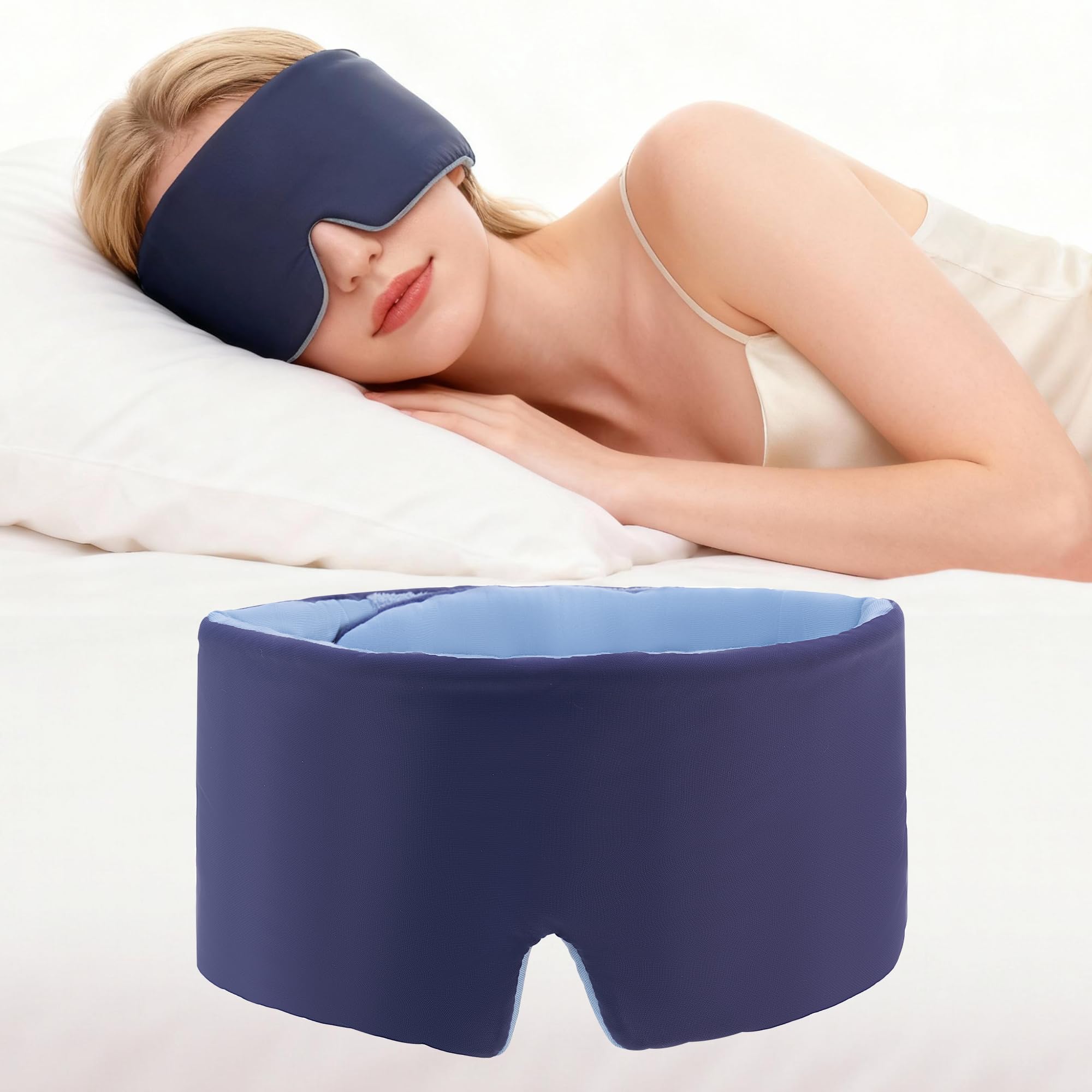 Tri-tra masque-yeux bleu-nuit offre couverture sombre totale pour sommeil paisible