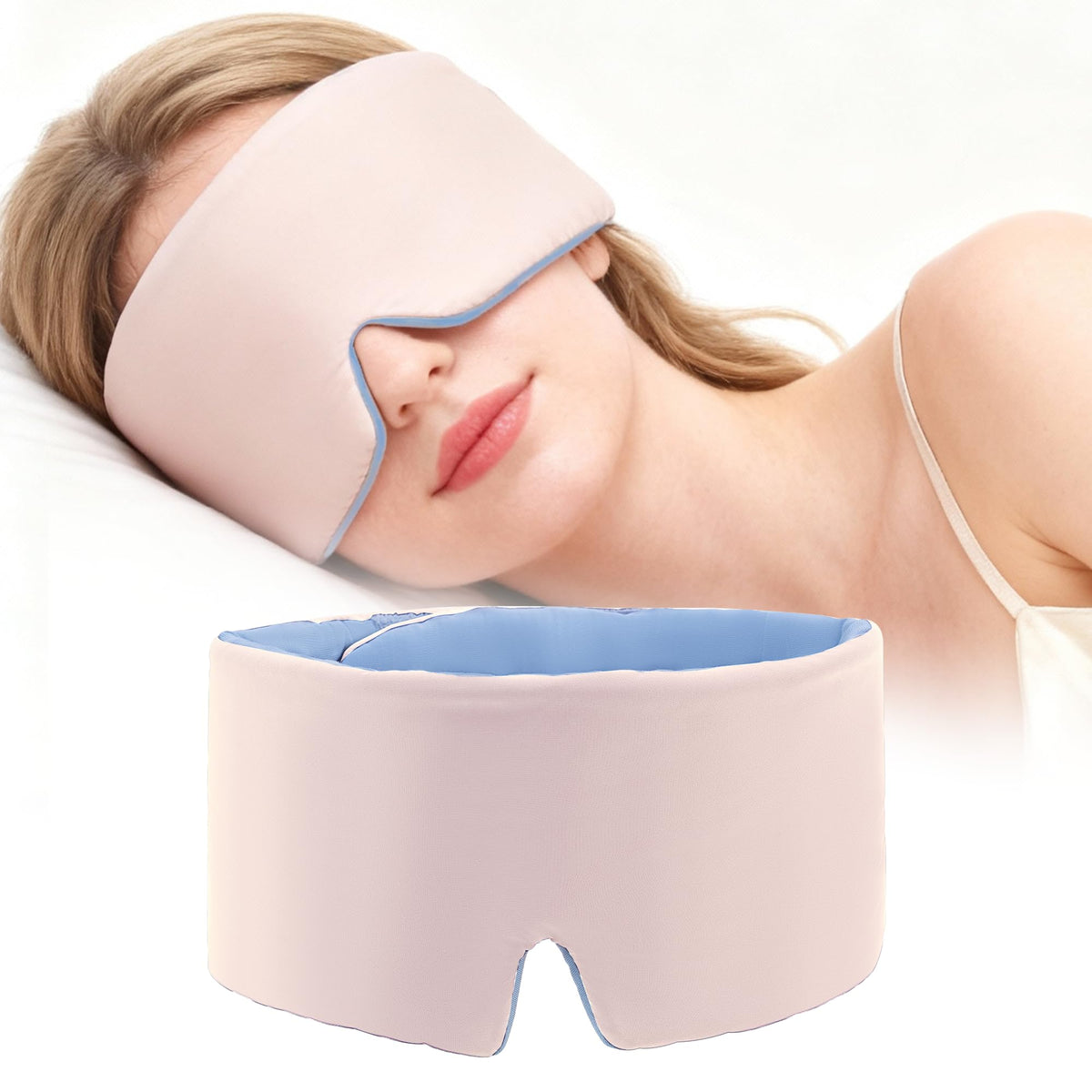 Masque Tri-tra rose pale, confort doux pour sommeil profond sans gêne