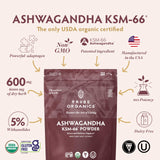 TRIBE ORGANICS Ashwagandha – étiquette montrant 5% withanolides standardisés