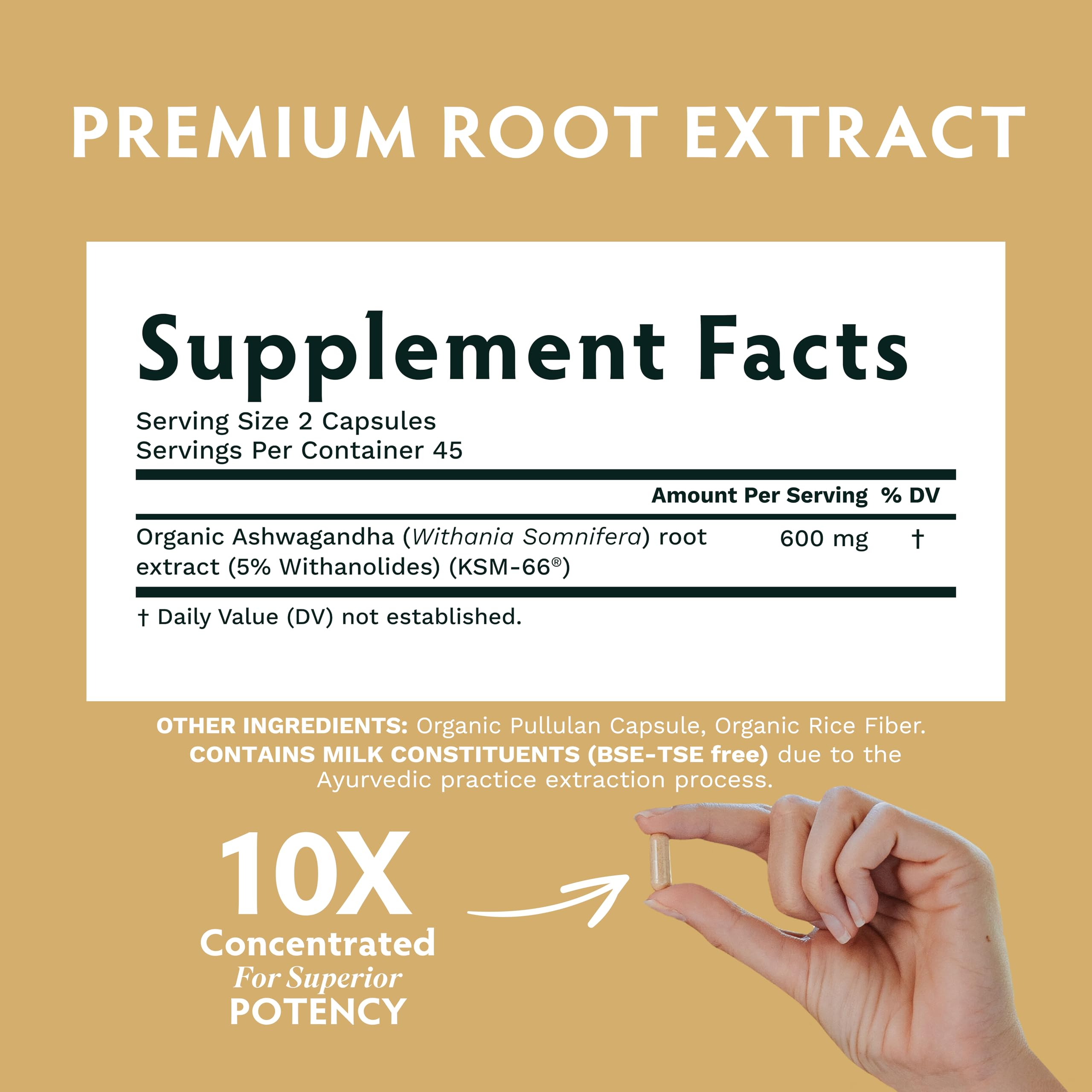 TRIBE ORGANICS Ashwagandha KSM66 – capsules 90 unités pour routine bien-être.