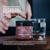TRIBE ORGANICS Ashwagandha KSM66 – étiquette détaillée avec on noting 5% withanolides.