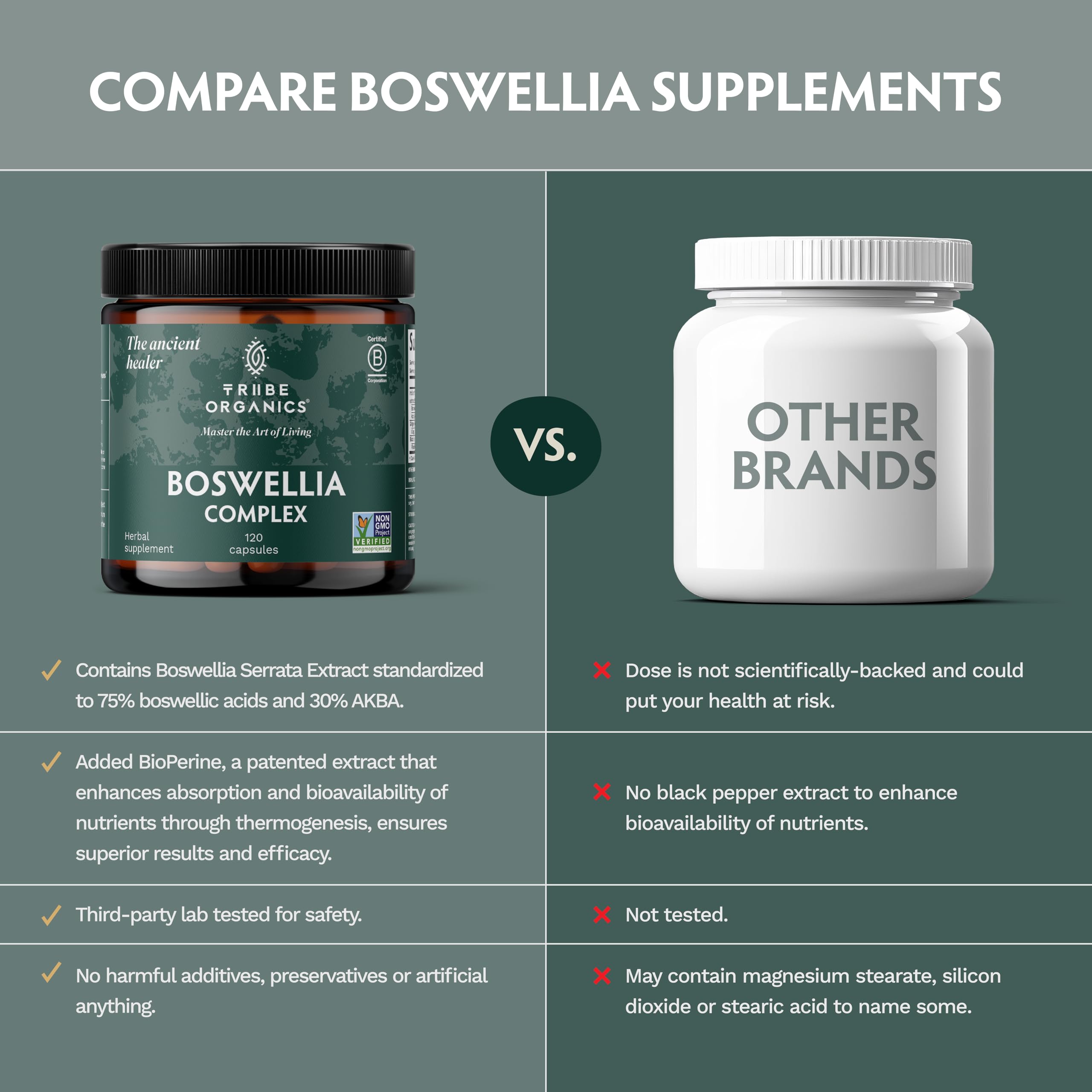 TRIBE ORGANICS Boswellia Complex formulation complète pour articulations et mobilité