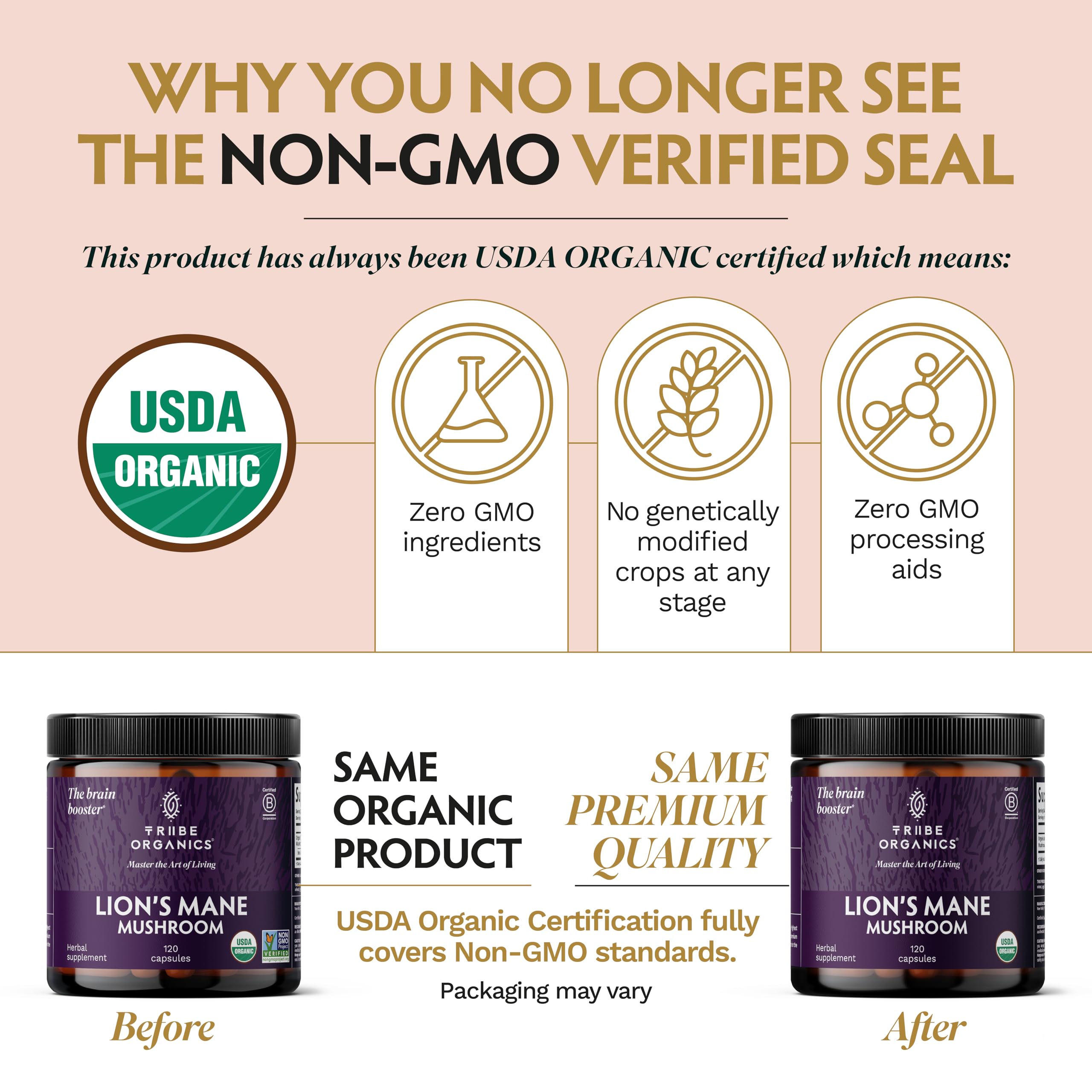 TRIBE ORGANICS Crinière de Lion: présence d'un engagement pour la planète sur l'emballage