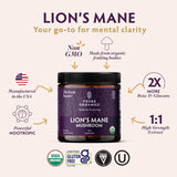 TRIBE ORGANICS Crinière de Lion: étiquette lisible indiquant 1000 mg et ingrédients biologiques