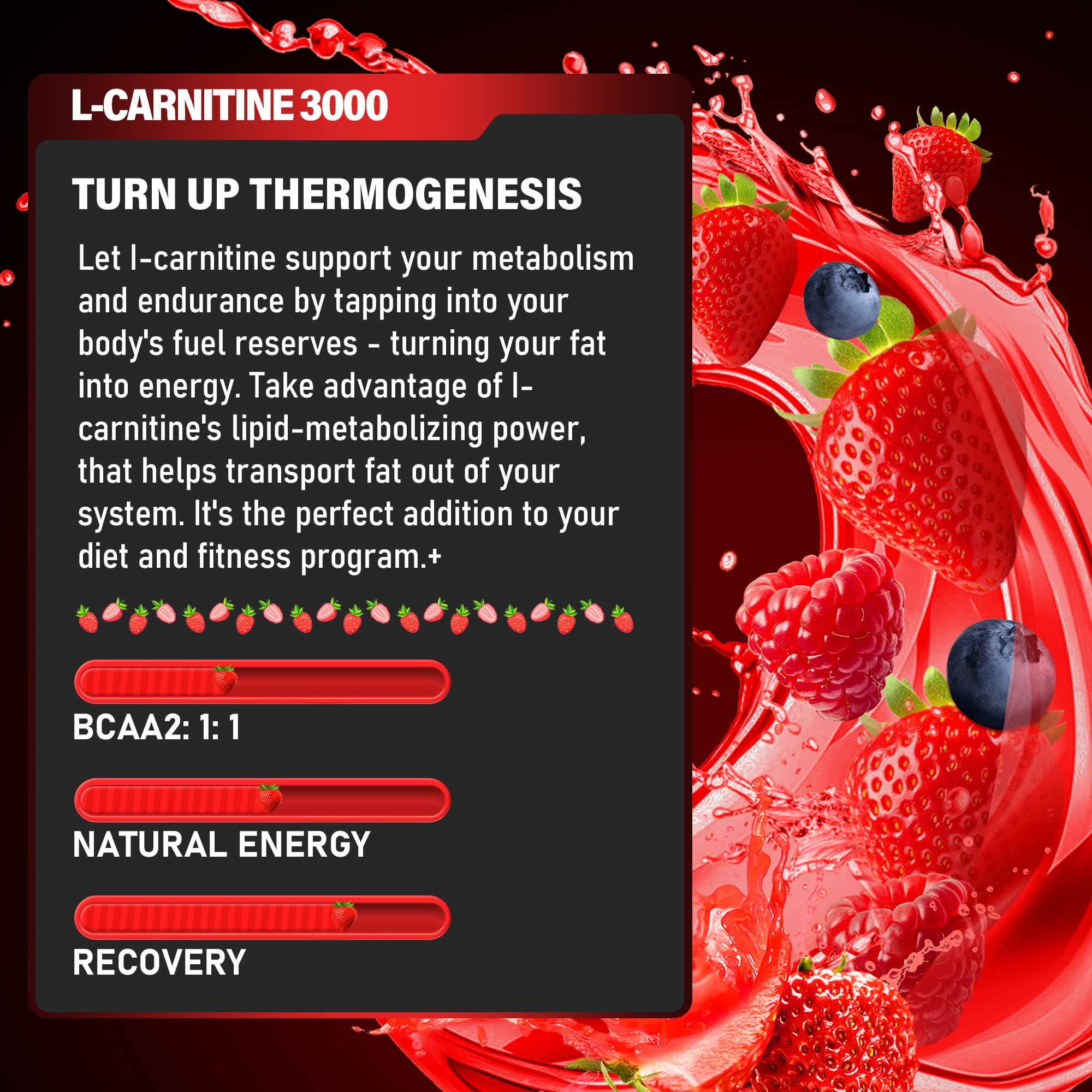 Trihood L-Carnitine 3000 — goût fraise-ananas, expérience gustative rafraîchissante.