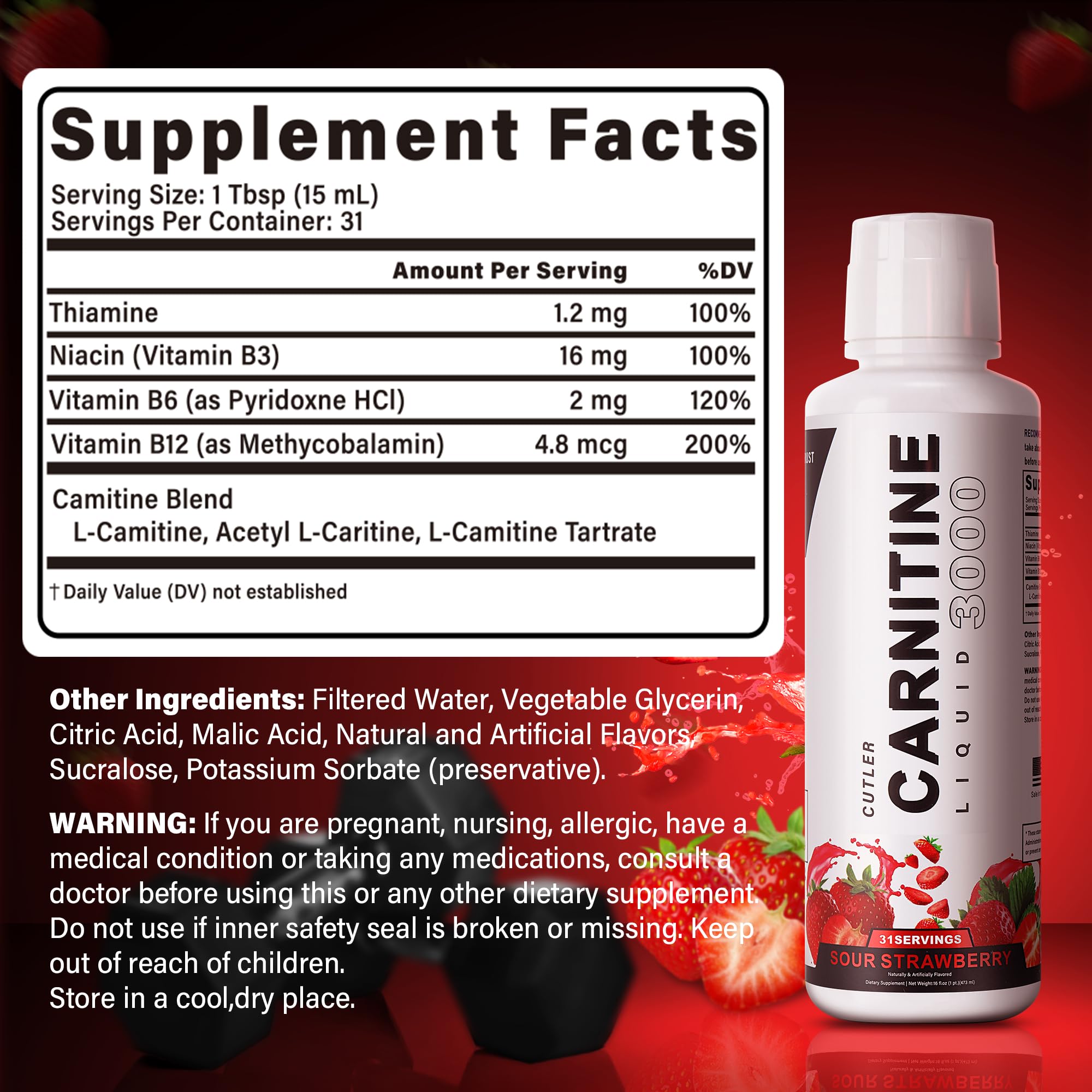 Trihood L-Carnitine 3000 — préparation dans l eau pour une absorption rapide.