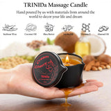 TRINIDa bougie massage texture non grasse et absorption rapide.