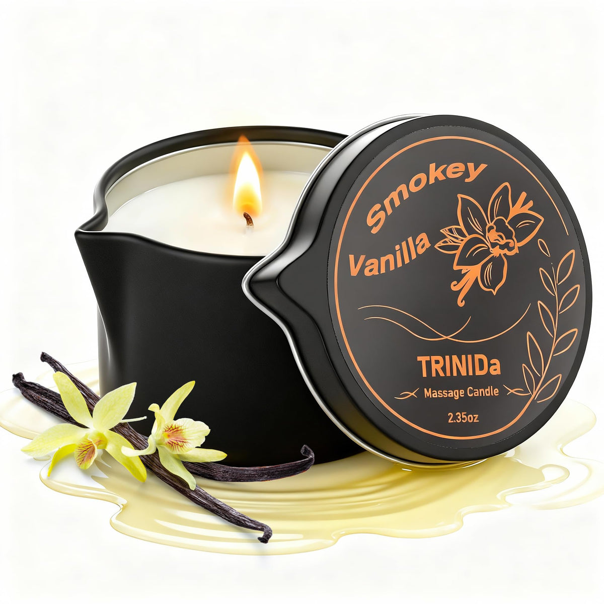 TRINIDa Bougie Massage Huile Coco hydrate la peau en douceur.